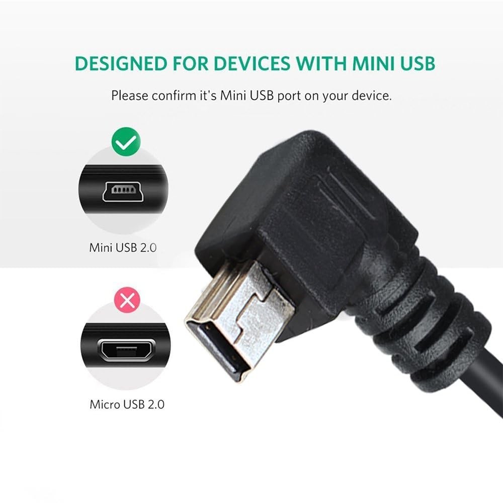 Short Mini Usb Cable Type A 2.0 To 5 Pin Mini Usb Cord Right Angle Data Charging