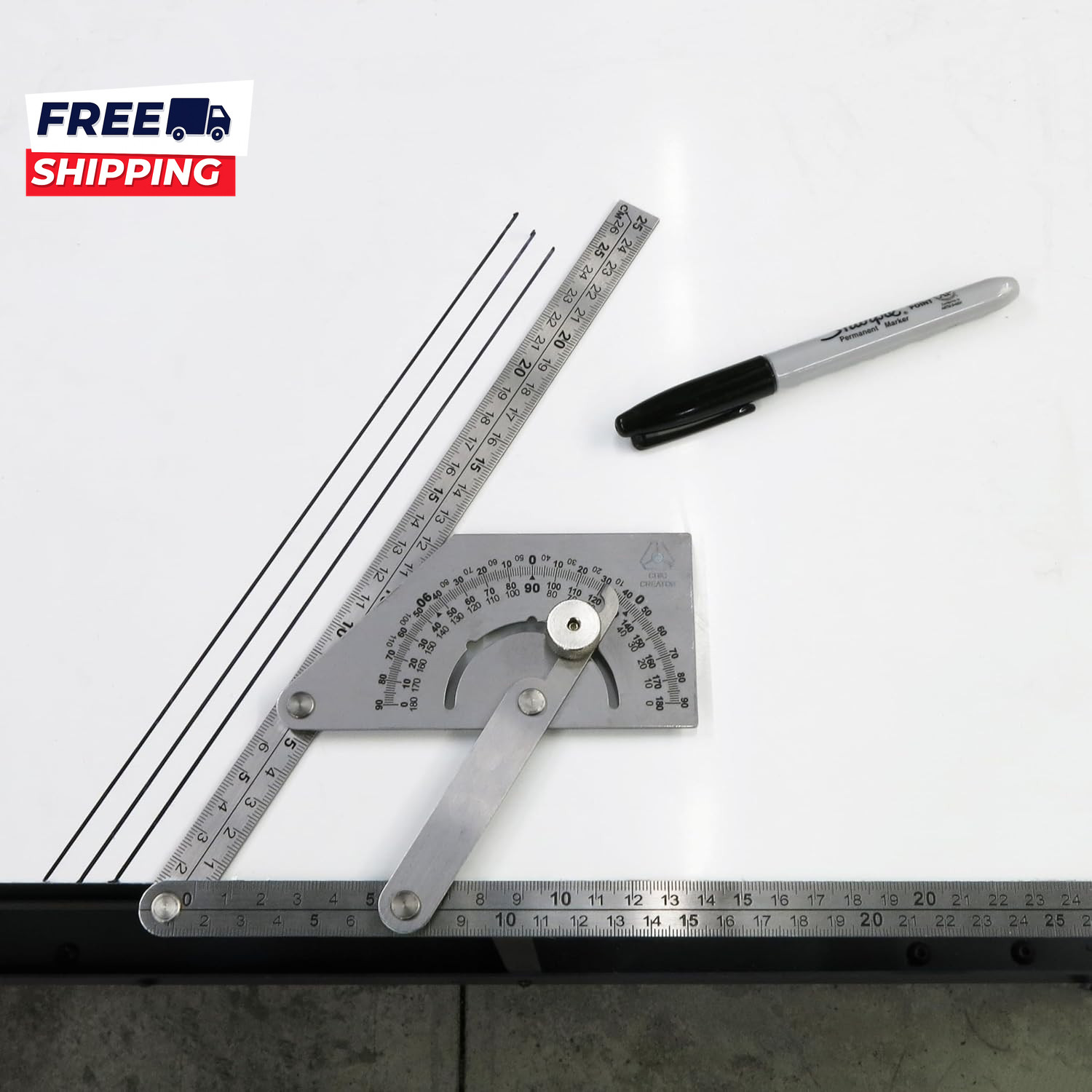 Angle Finder IV Stainless Steel Protractor 0-180 Degrees Measures inside