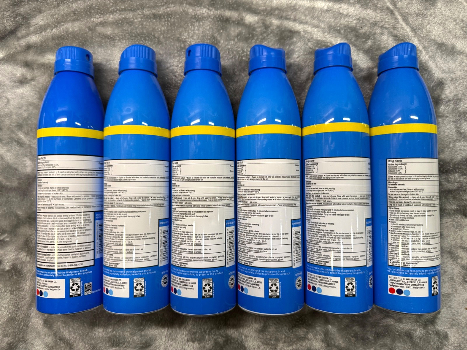 Lot Of 6 - Walgreens SPF50 Sport Sunscreen Spray - 9.1 oz. Exp:11/2026 or later