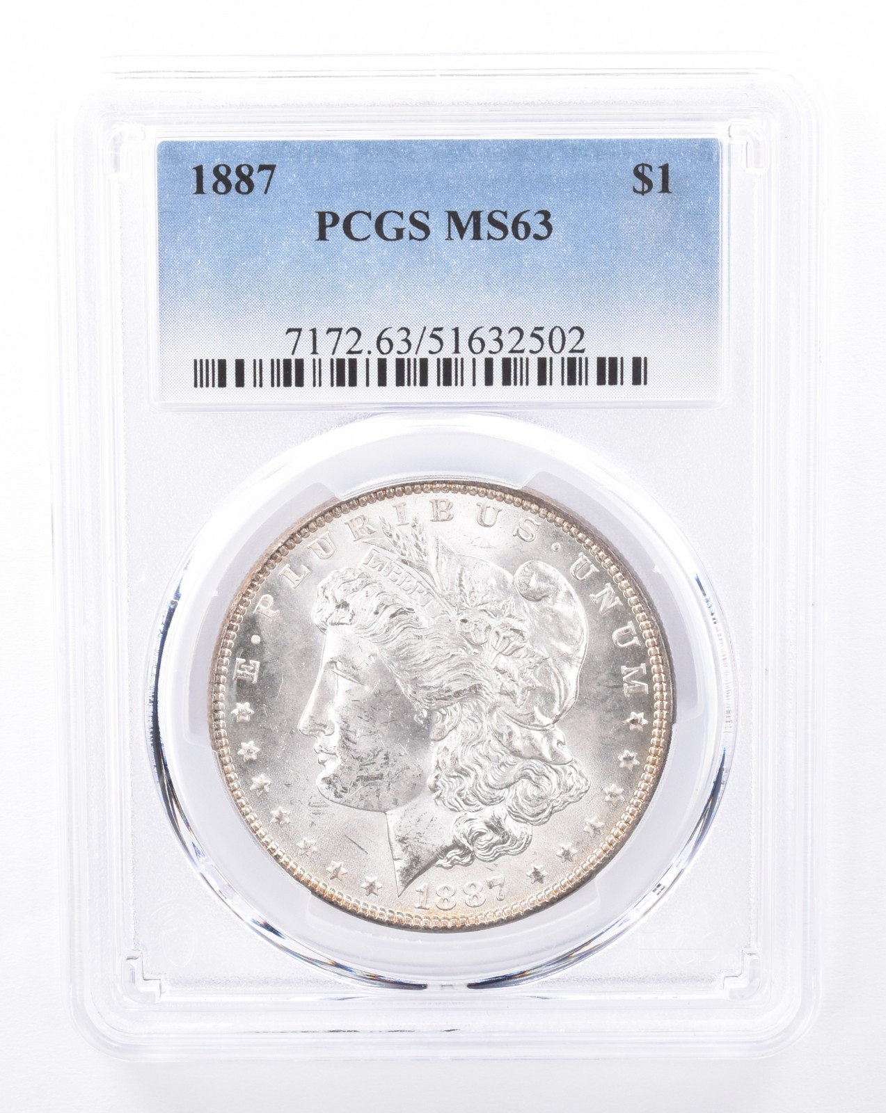 1887 Morgan Silver Dollar MS63 PCGS Beautiful Reverse *9443