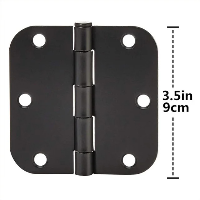 Pack of 25 Door Hinge 3.5" x 3.5" Rounded 5/8" Radius, Matte Black