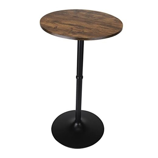 Leopard MDF Round Top Not Adjustable (41 INCHES Height) Bar Table, Rustic Brown