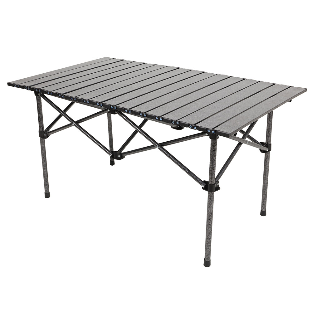 Outdoor Folding Portable Picnic Camping Table, Aluminum Roll-up Table with Bag