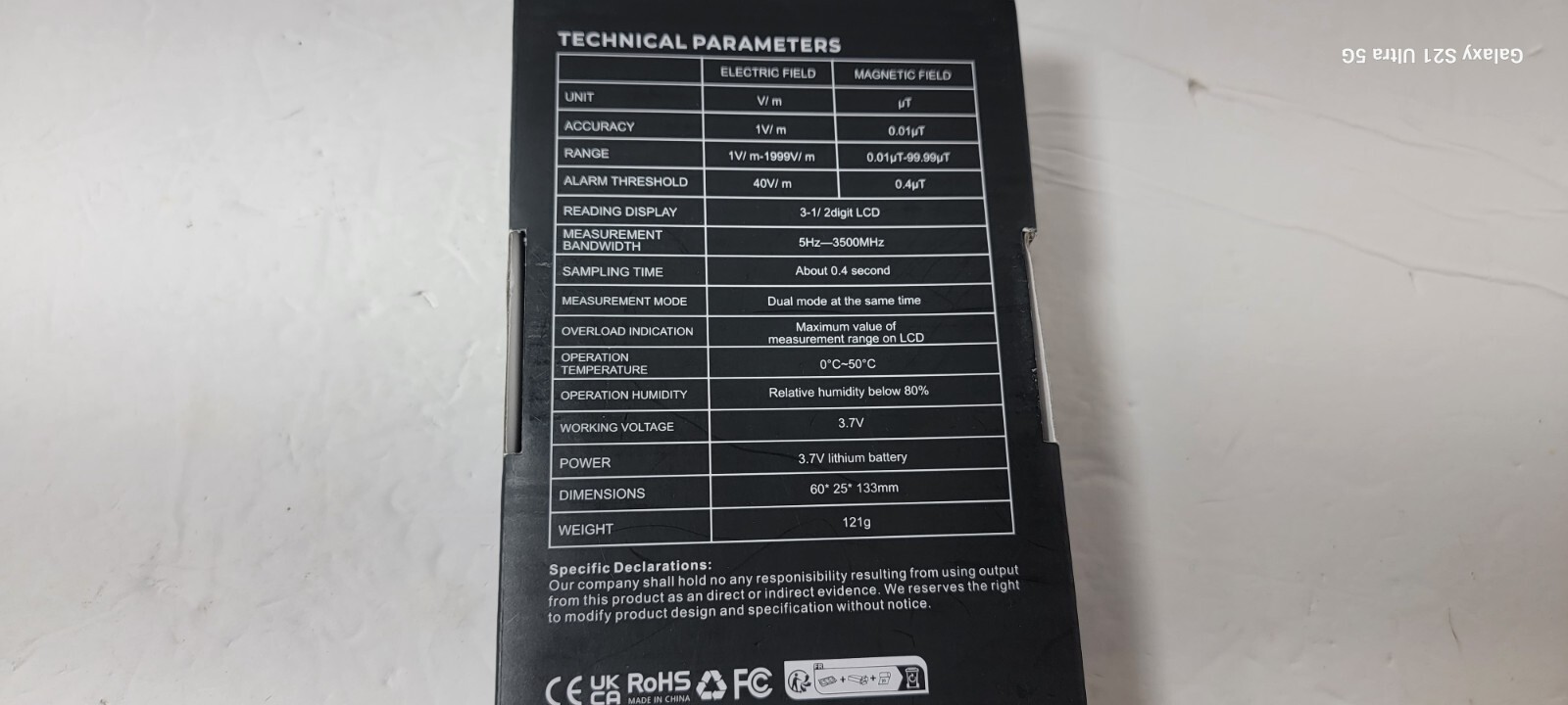 ERICKHILL EMF Meter, Rechargeable Digital Electromagnetic Field Radiation Detect
