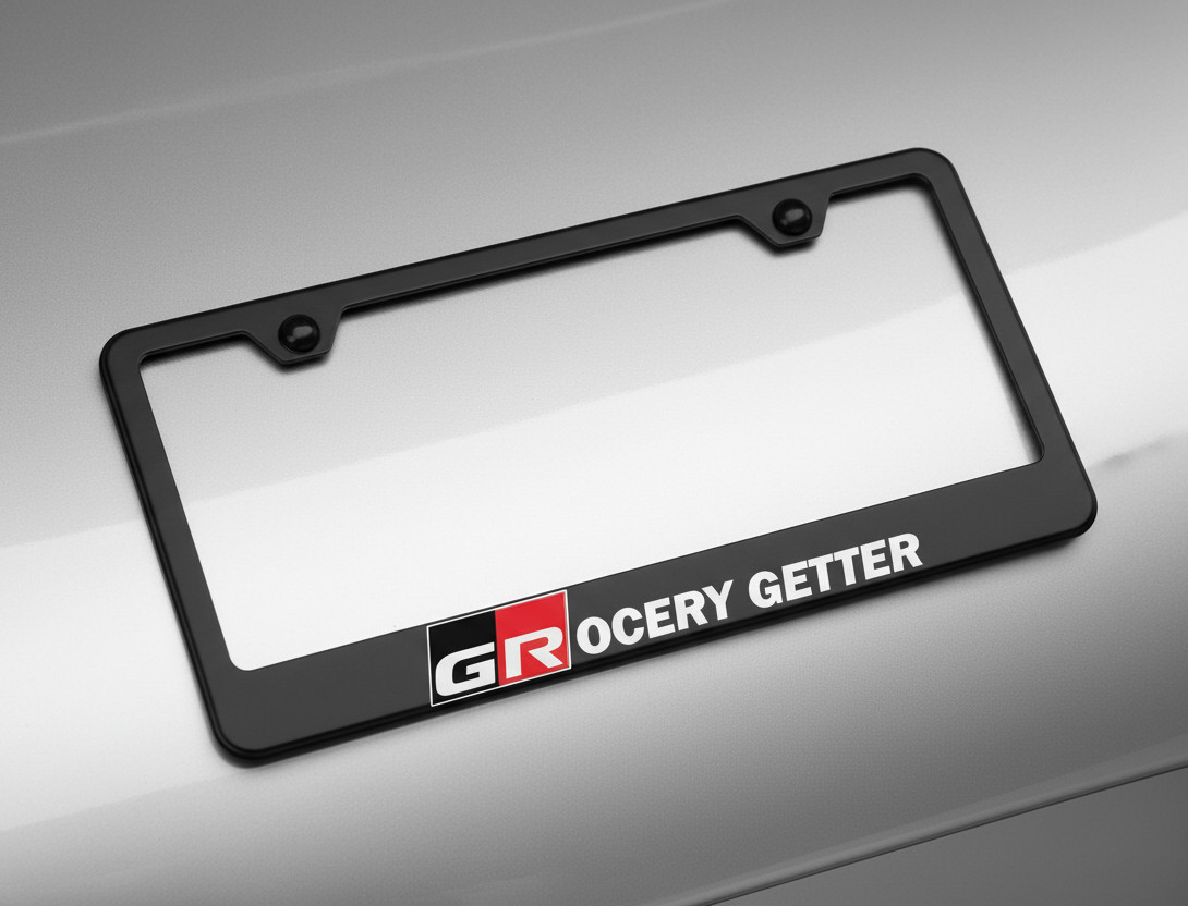 GR Grocery Getter License Plate Frame Premium Black Metal