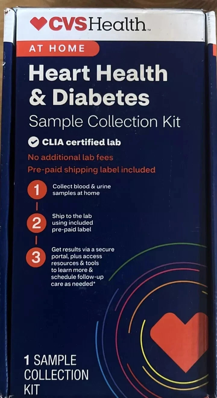NEW CVS At Home HEART HEALTH & DIABETES Test Sample Kit NO LAB FEES - EXP 5/27
