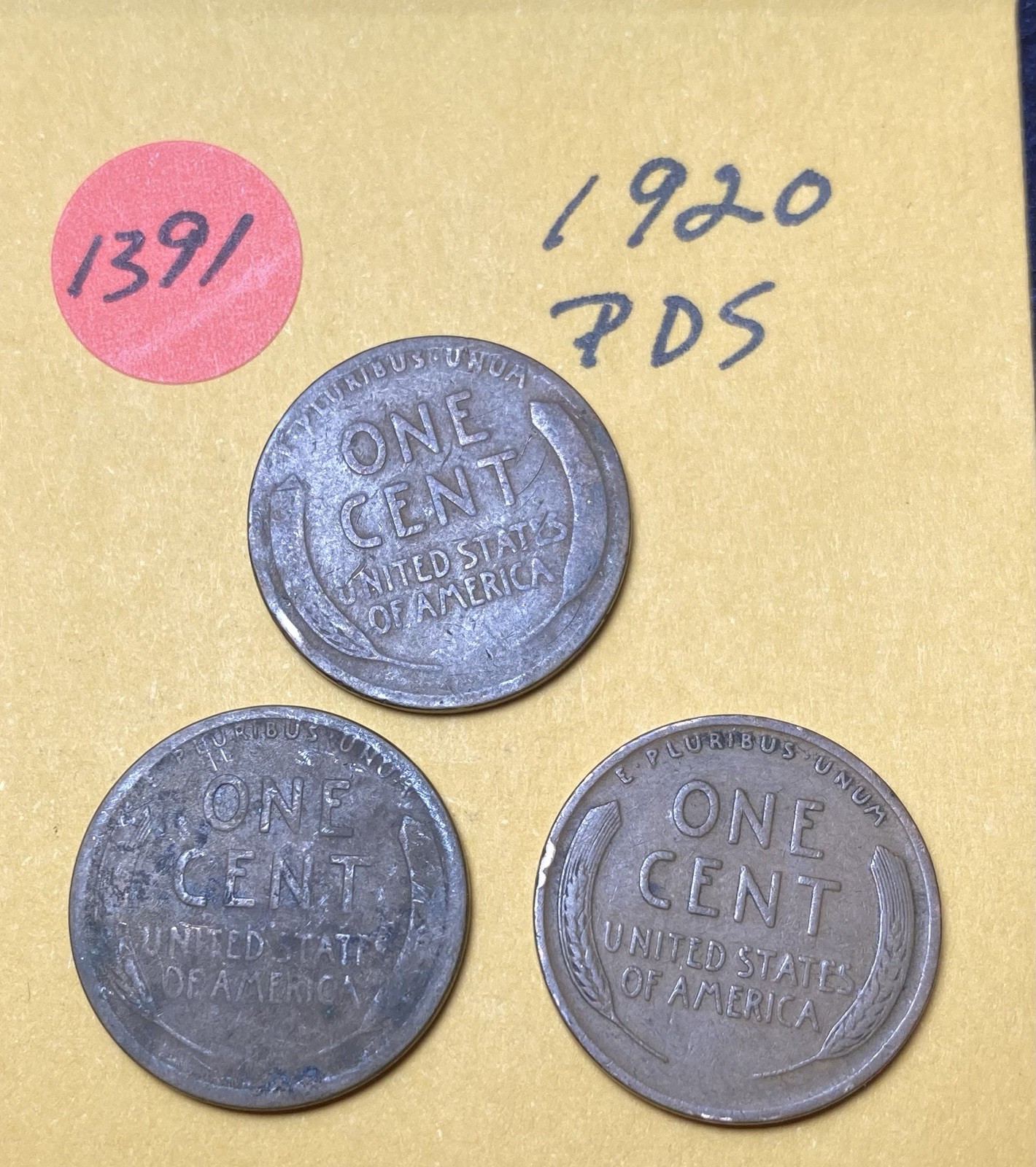 1920 PDS Lincoln Wheat Cent #1391