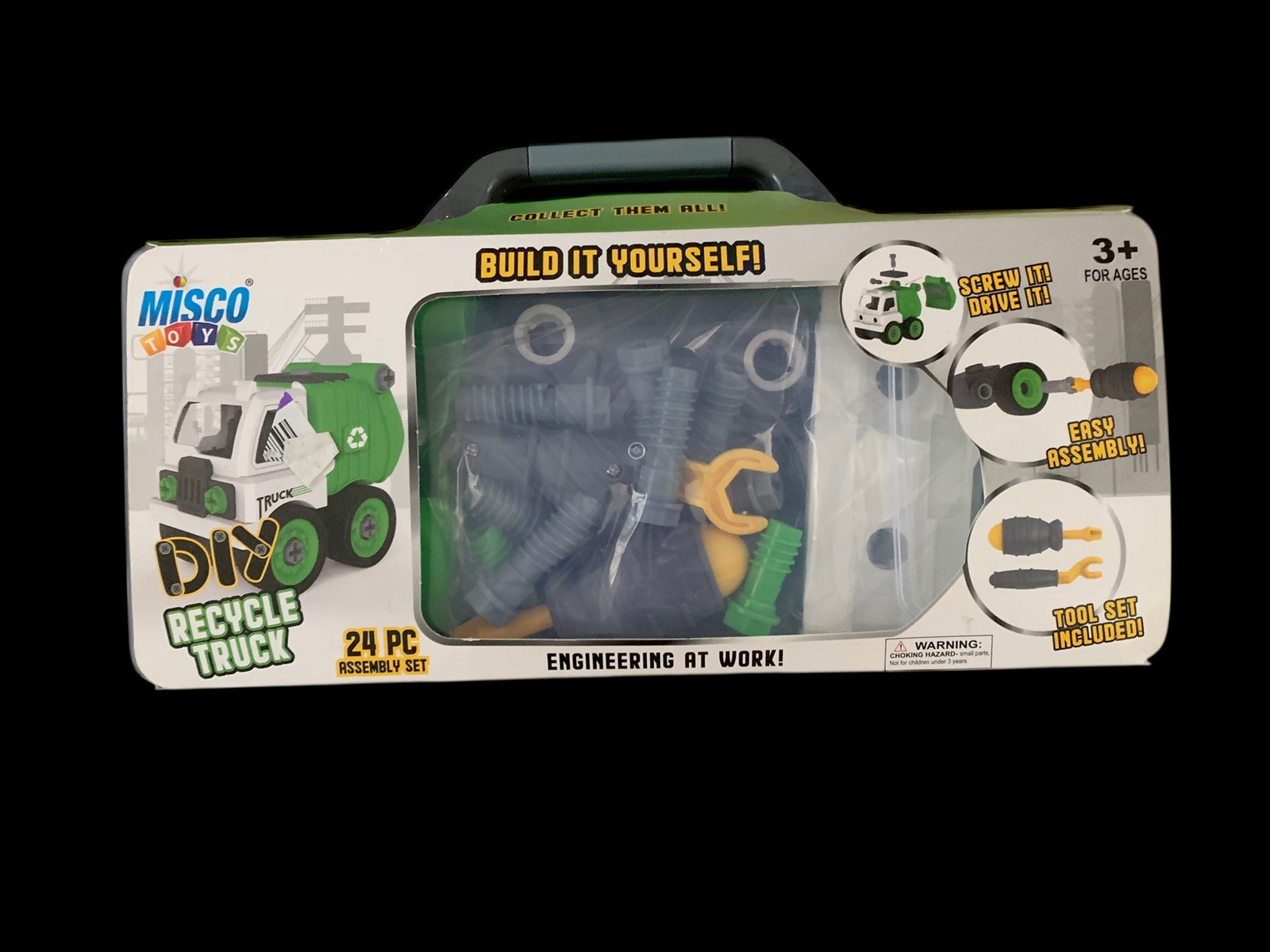 Misco DIY Recycle Truck Build It Yourself 24 PC Assembly Set Toy Tools Engines
