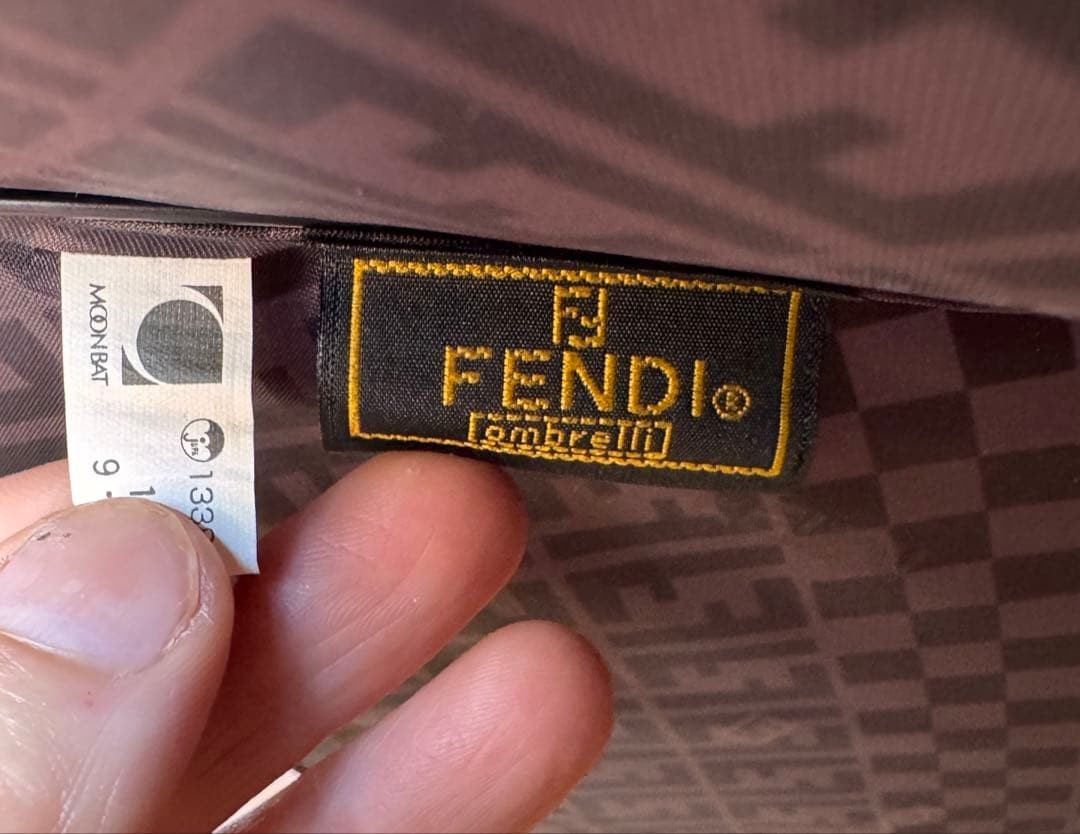 FENDI FF Foldable Umbrella Zucca Stripe Authentic Compact Parasol Genuine