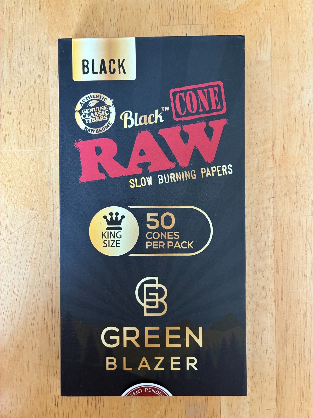 Green Blazer Raw Cones 50 Pack Slow Burning w Pre rolled tips Black King Size