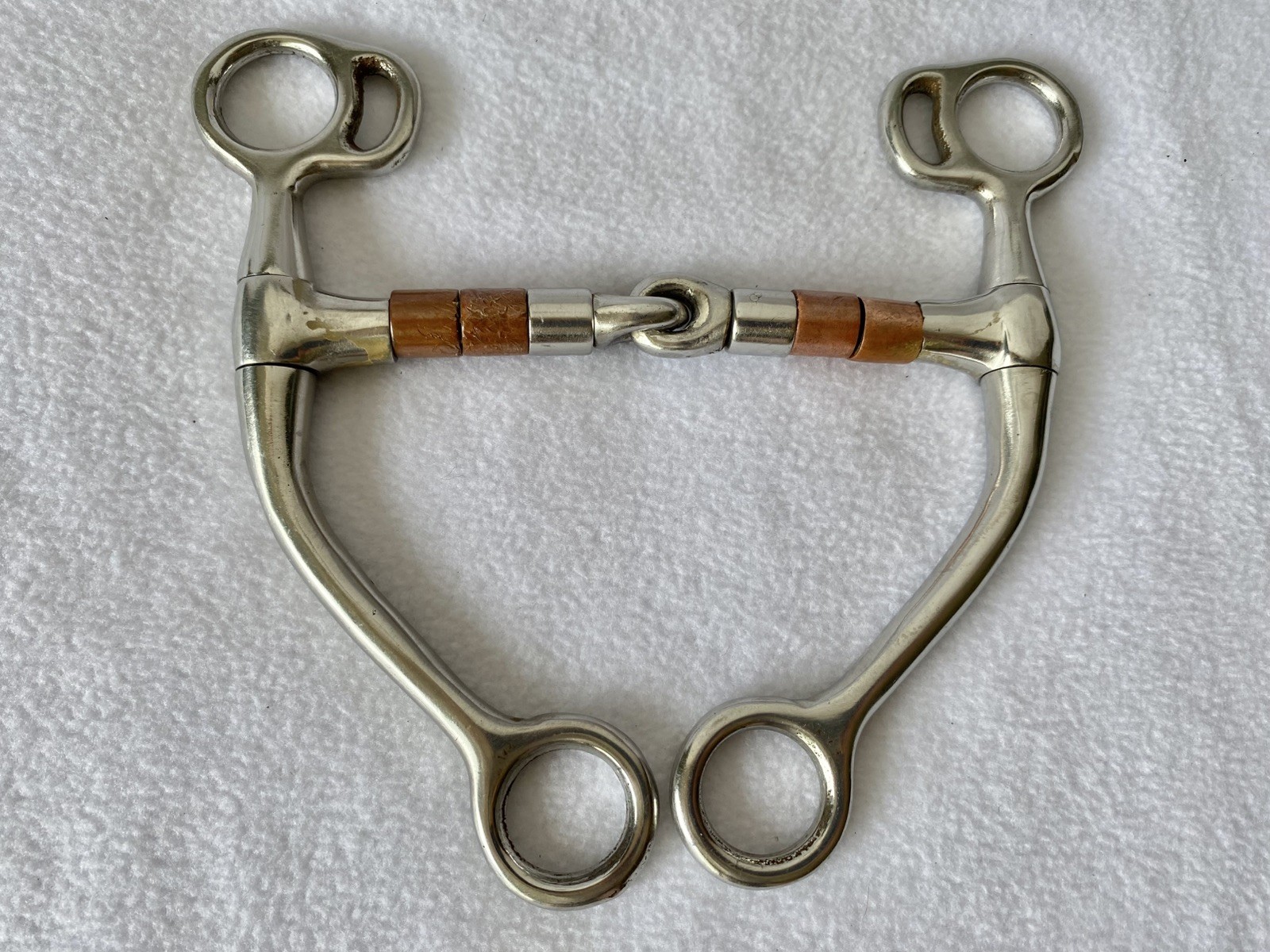 PARTRADE Medium Shank Snaffle Bit~5"Mouth~Copper & Stainless ROLLERS~Trail~Train