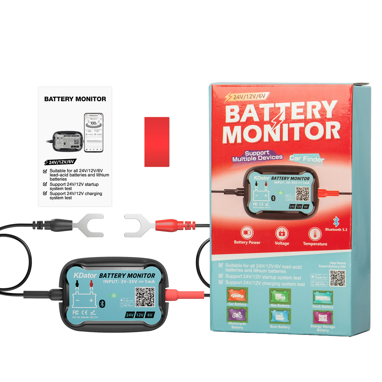 6V 12V 24V Bluetooth Battery Monitor BM7 Work for All Lead-Acid &Lithium Battery