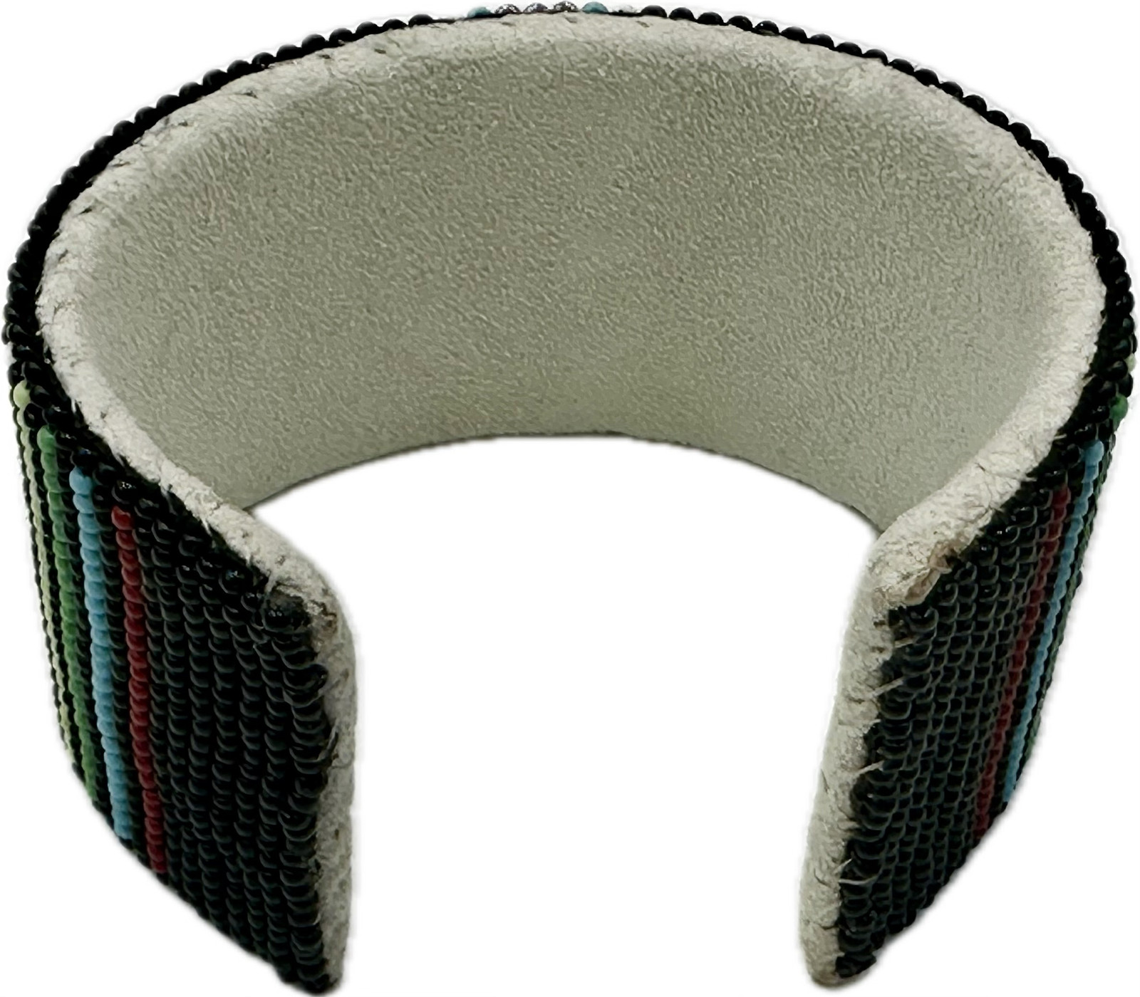 Handmade Black multicolor Flower Leather Cuff Bracelet