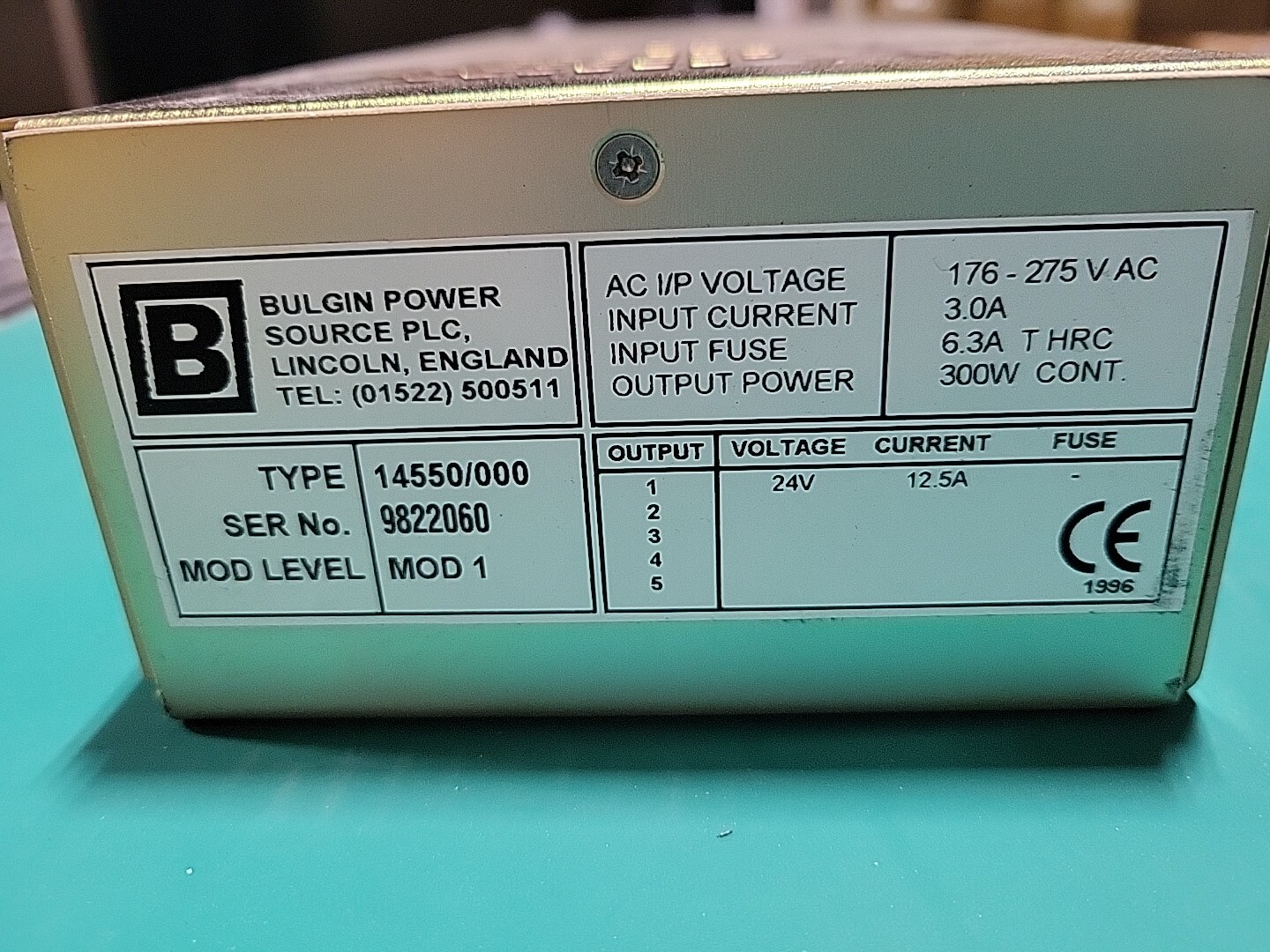 Bulgin Power Source 14550/000 Bench Tested, DEK Printer