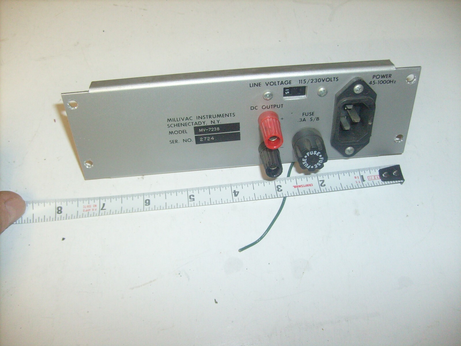 Millivac RF Millivoltmeter MV-723B Back panel with fuse