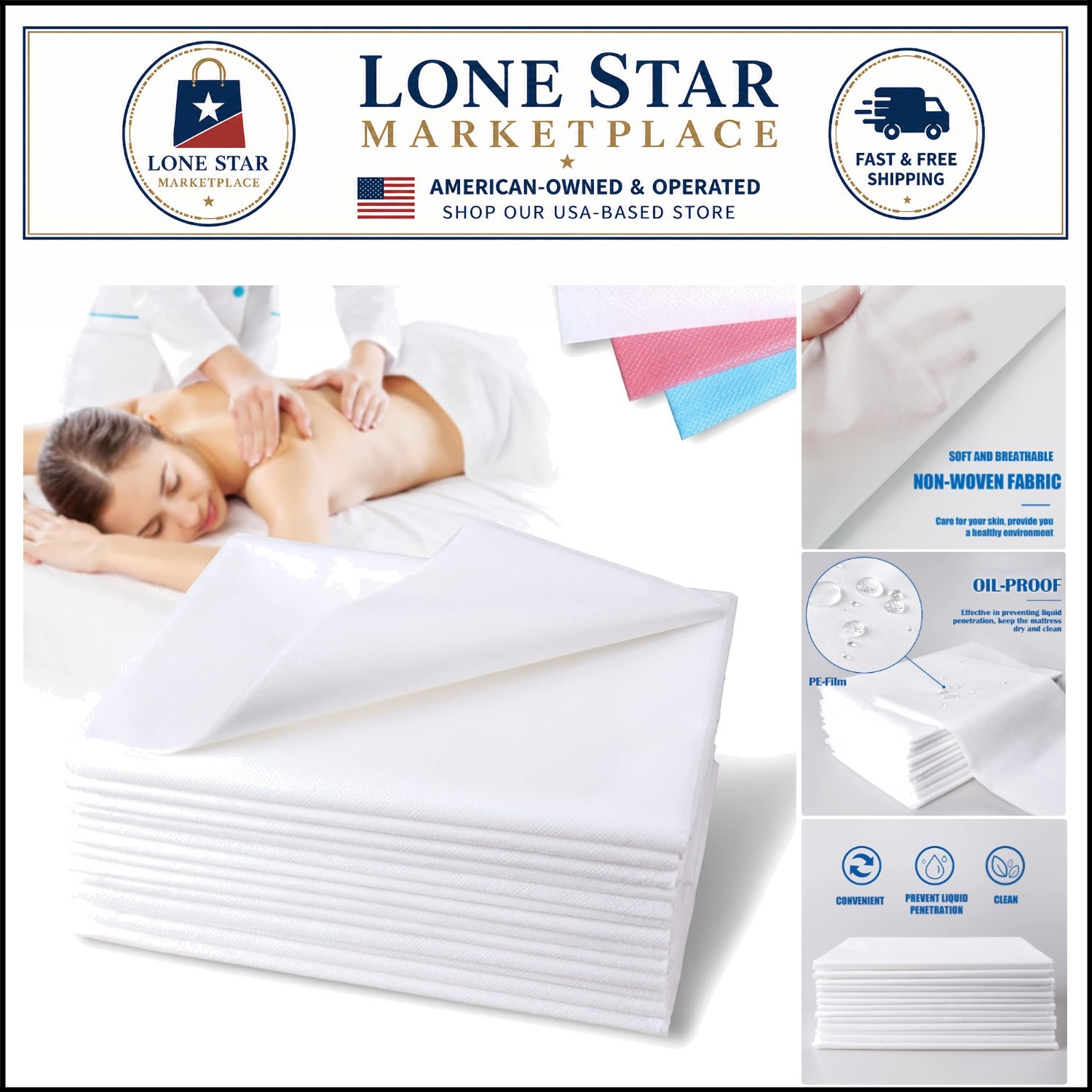 Luxury Disposable Bed Sheets - 31" x 78" Non-Woven Fabric, 2Pcs for Spa & Travel