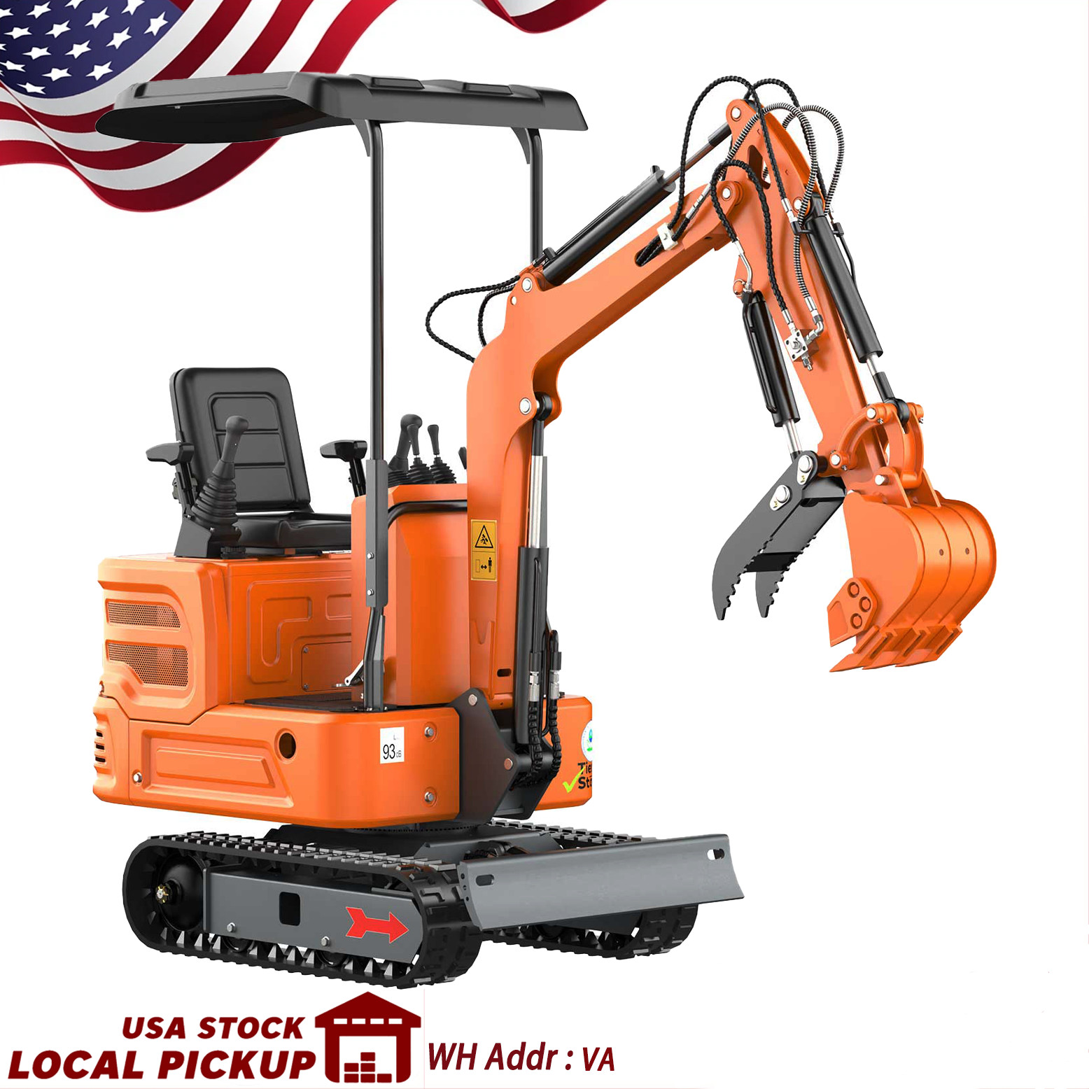 1 Ton Mini Excavator, Pilot Control System, Hydraulic Thumb Clip, USA Stock