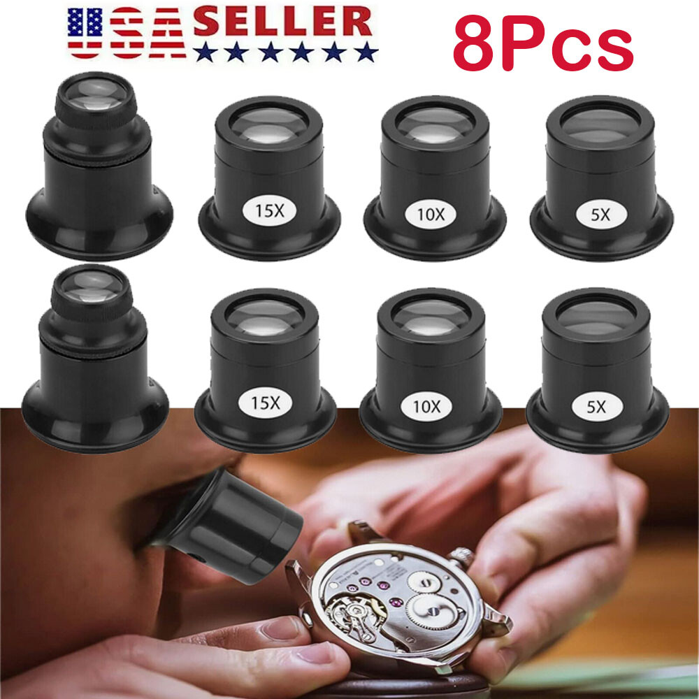 Pocket Magnifying Jewelry Eye Glass Magnifier Jewelers Loop Loupe 5X 10X 15X 20X