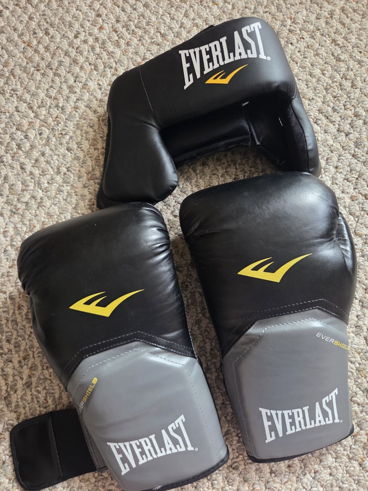 Everlast 16oz Evershield Gloves & Everfresh Headgear Boxing Gear