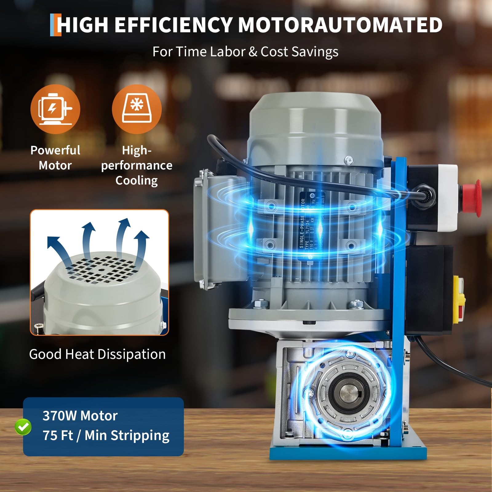 370W Electric Wire Stripping Machine ,Portable Scrap Cable Stripper 0.06"-1.5"