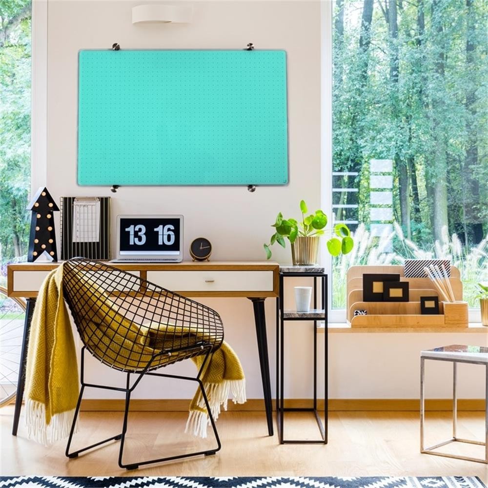 Viztex Glacier Magnetic Glass Dry Erase Board Light Teal 24x 36 inch