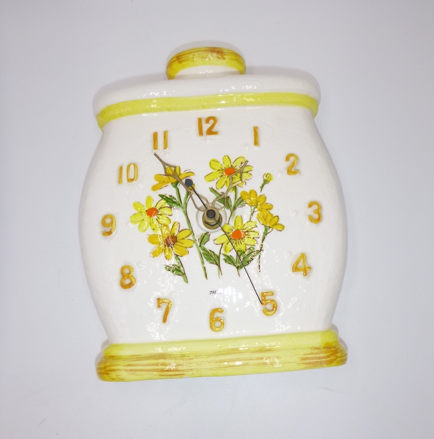 Sears & Roebuck 1976 Daisy Sunflower Ceramic Clock Vintage Japan HTF