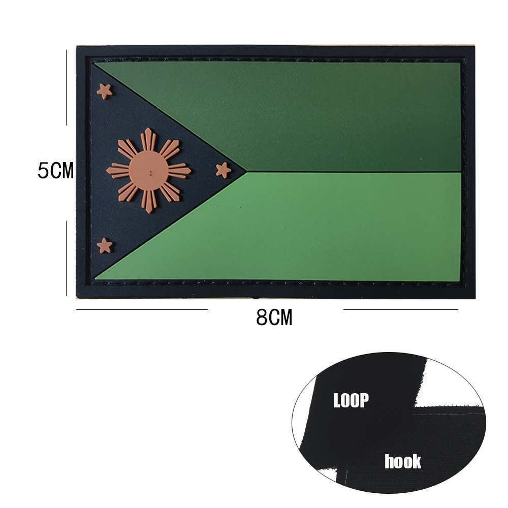 2Pcs Philippines Flag FILIPINO FLAG Adhesive Tactical Rubber Hook Patch Forest