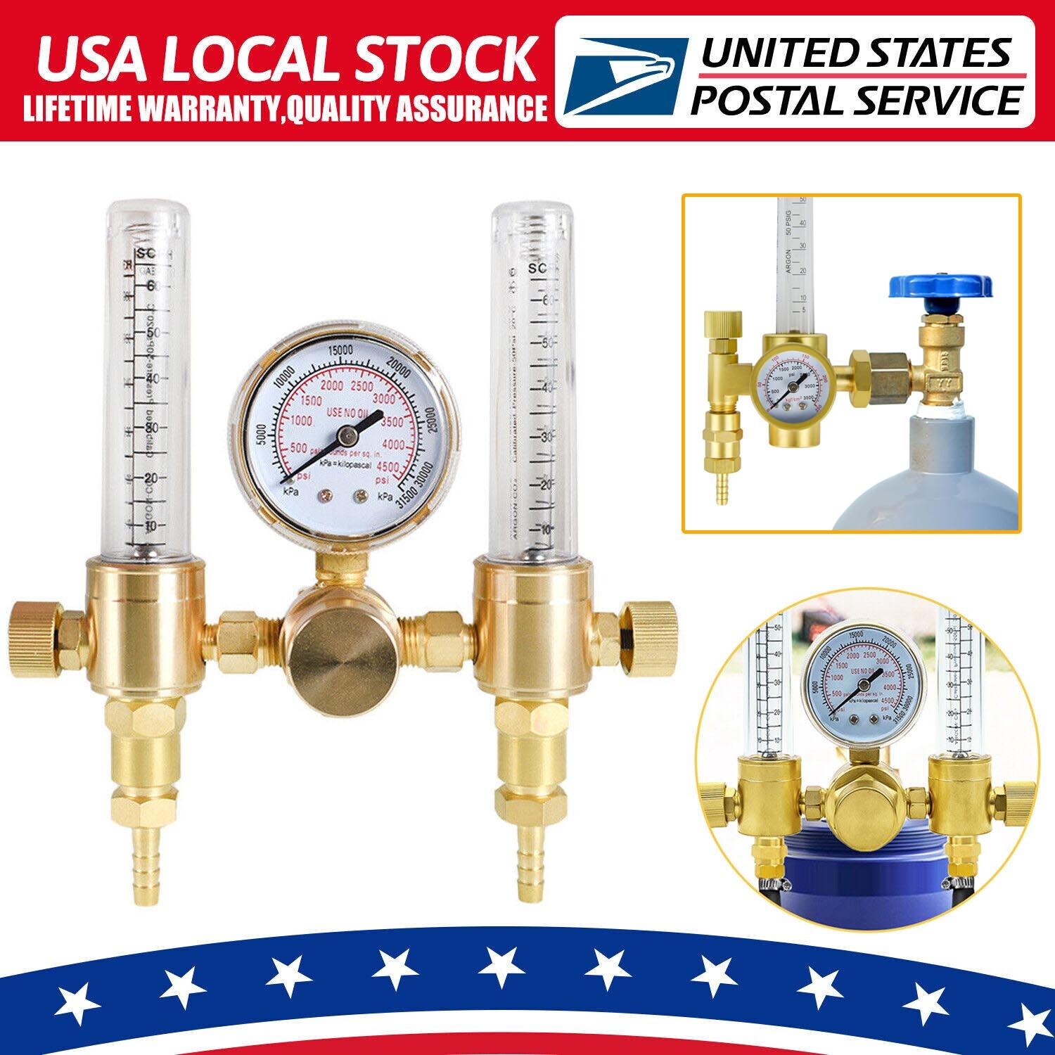 Argon Regulator Flow Meter Mig Tig Welding Single/Dual Output 0-60CFH CGA580 US
