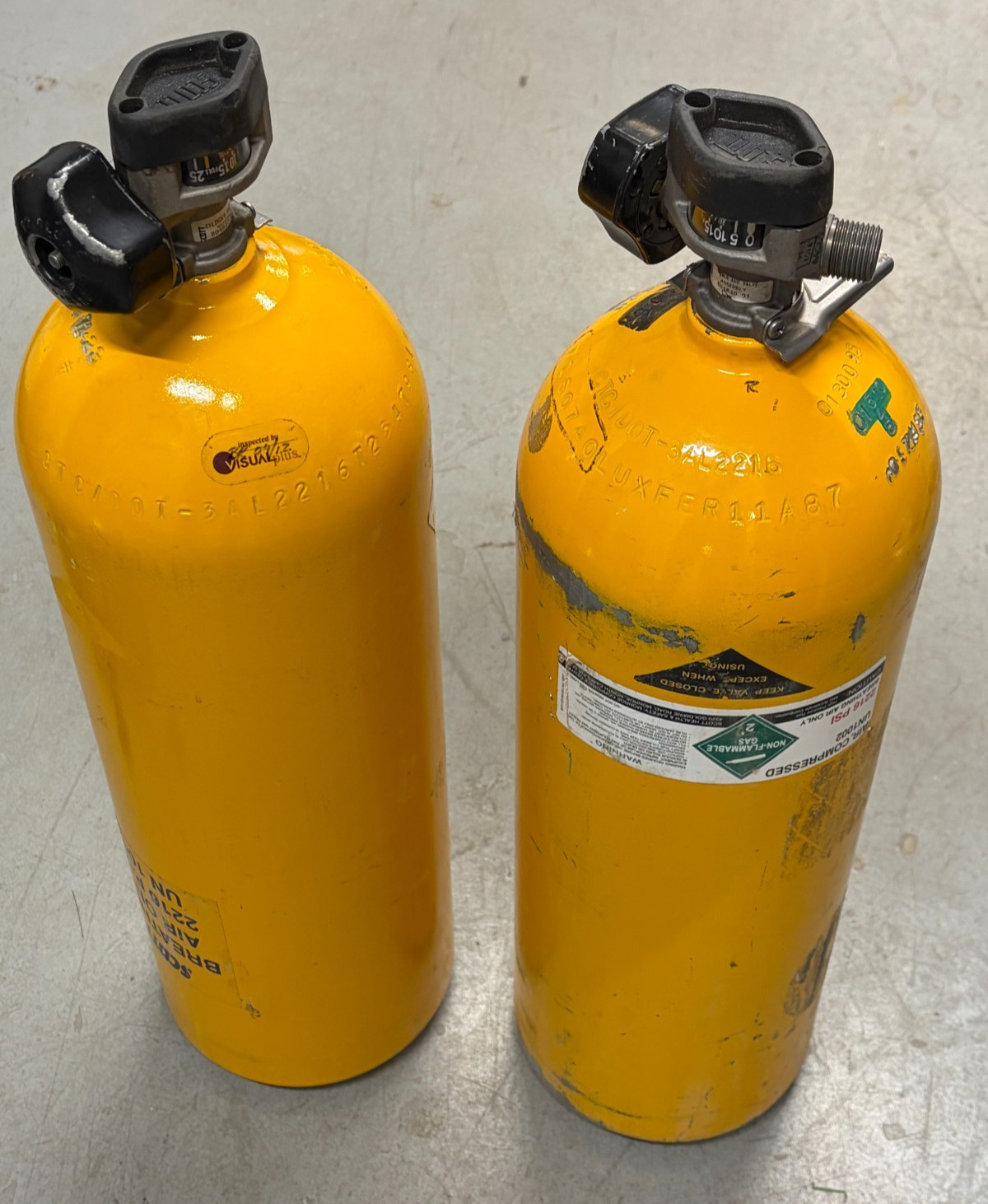 Scott 2216 Psi Aluminum Scba Bottle W/ 09/2023 Hydrotest (LOT OF 2)