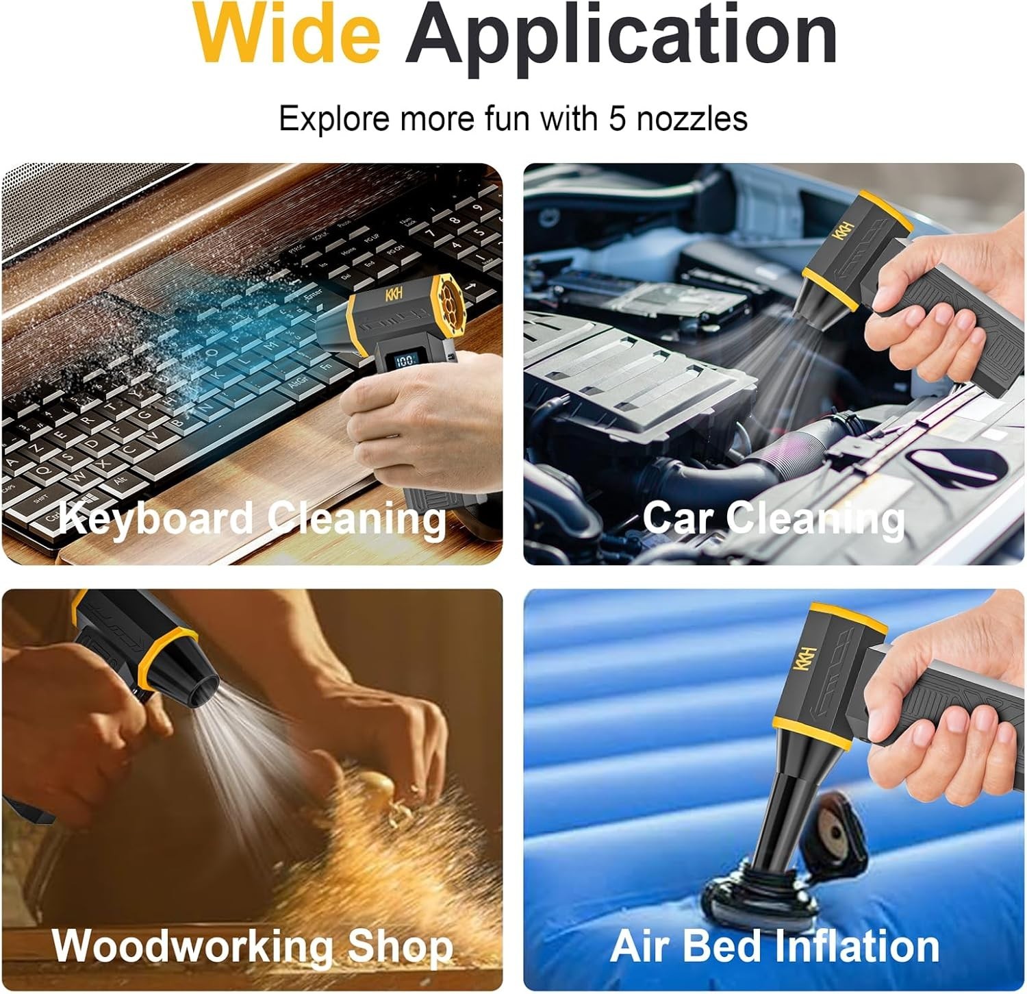 Portable Cordless Electric Air Duster - 120,000RPM Turbo Blower with LED Light