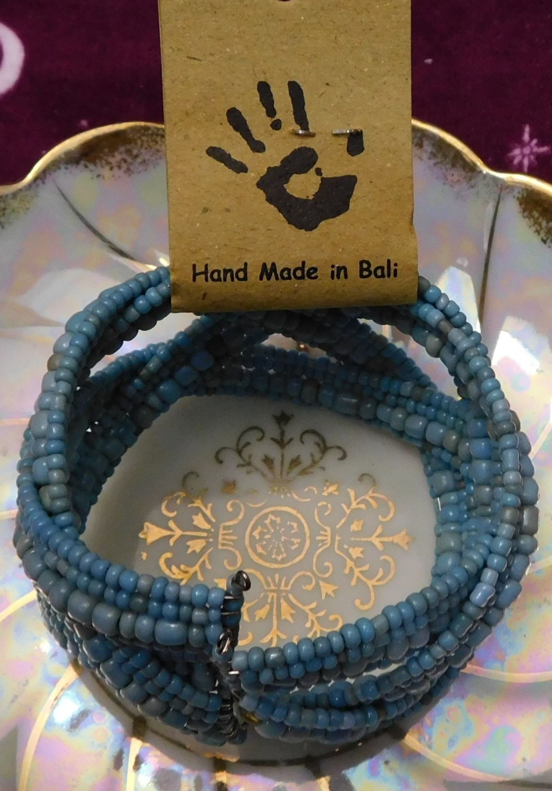 Archipelago Handmade Blue beaded Cuff Bracelet