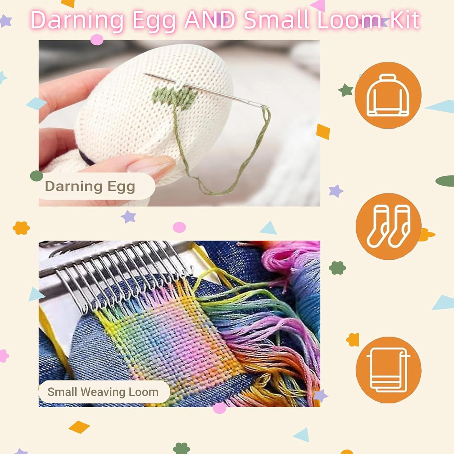 Darning Egg, Mini Darning Loom, Darning Egg Weaving Tool Set with Small Weaving