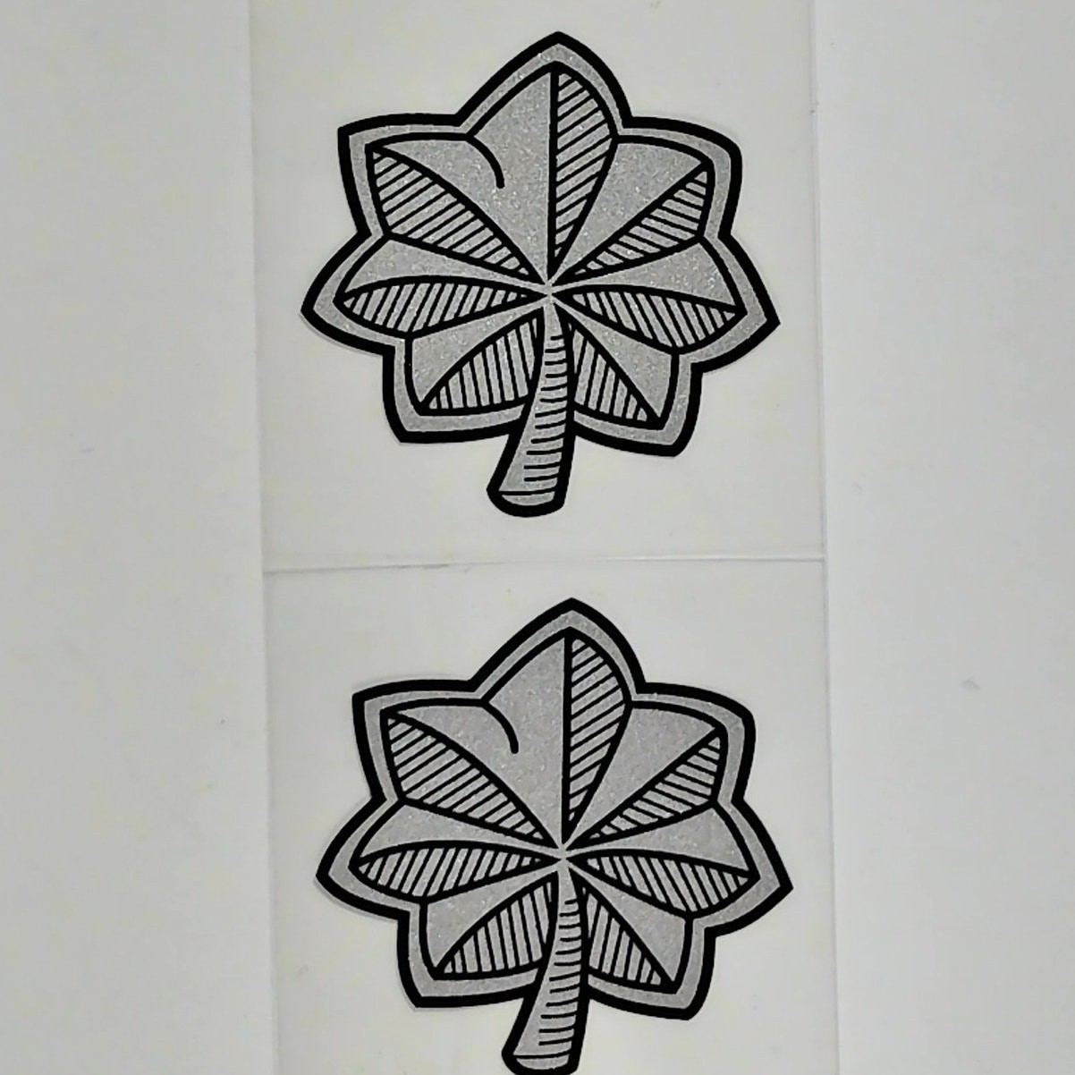 Officer Rank O-5 Silver Leaf Decal Set – 2" x 2" Each – Vinyl – Window Mount– D6