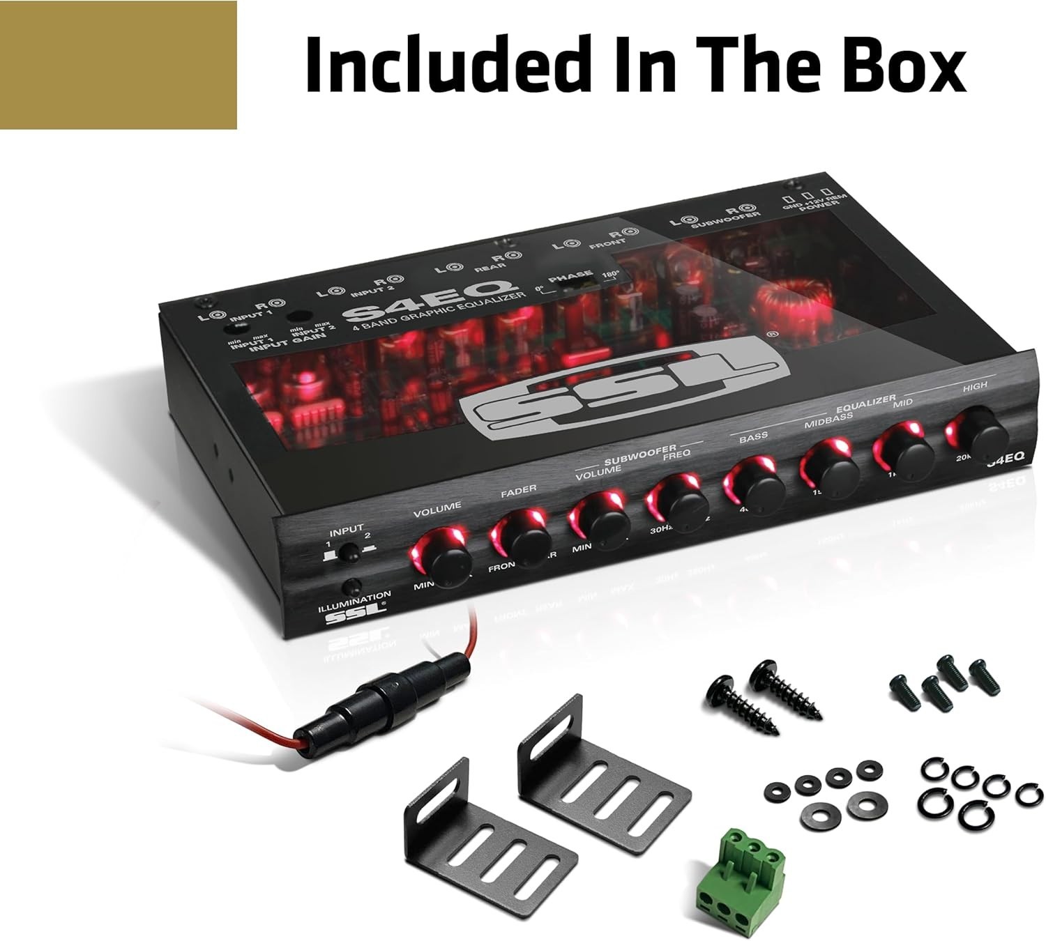 Compact 4-Band Car Audio Equalizer with Wireless Setup & Adjustable Bass Control