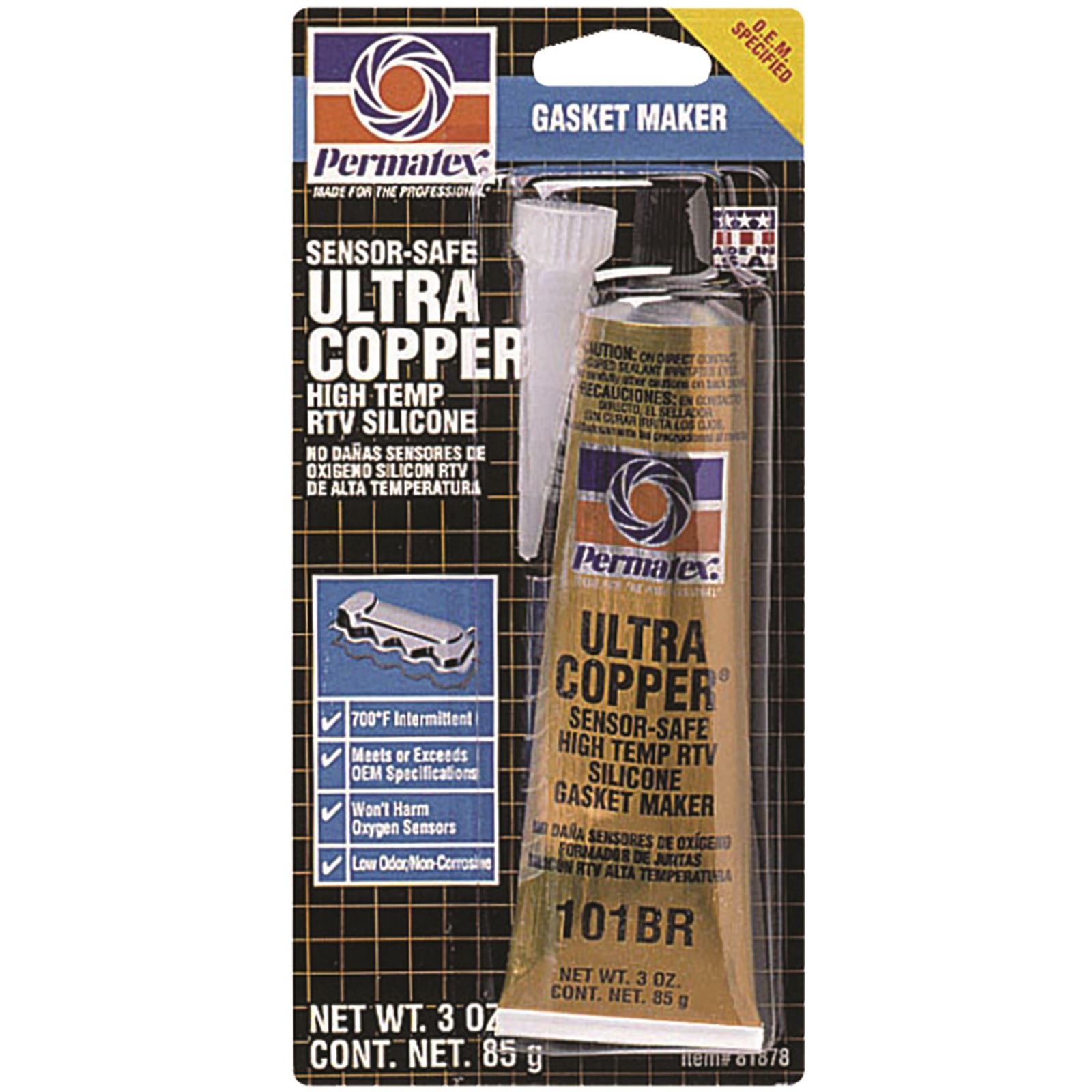 Permatex Ultra Copper Silicone Gasket Sealant 3oz 81878