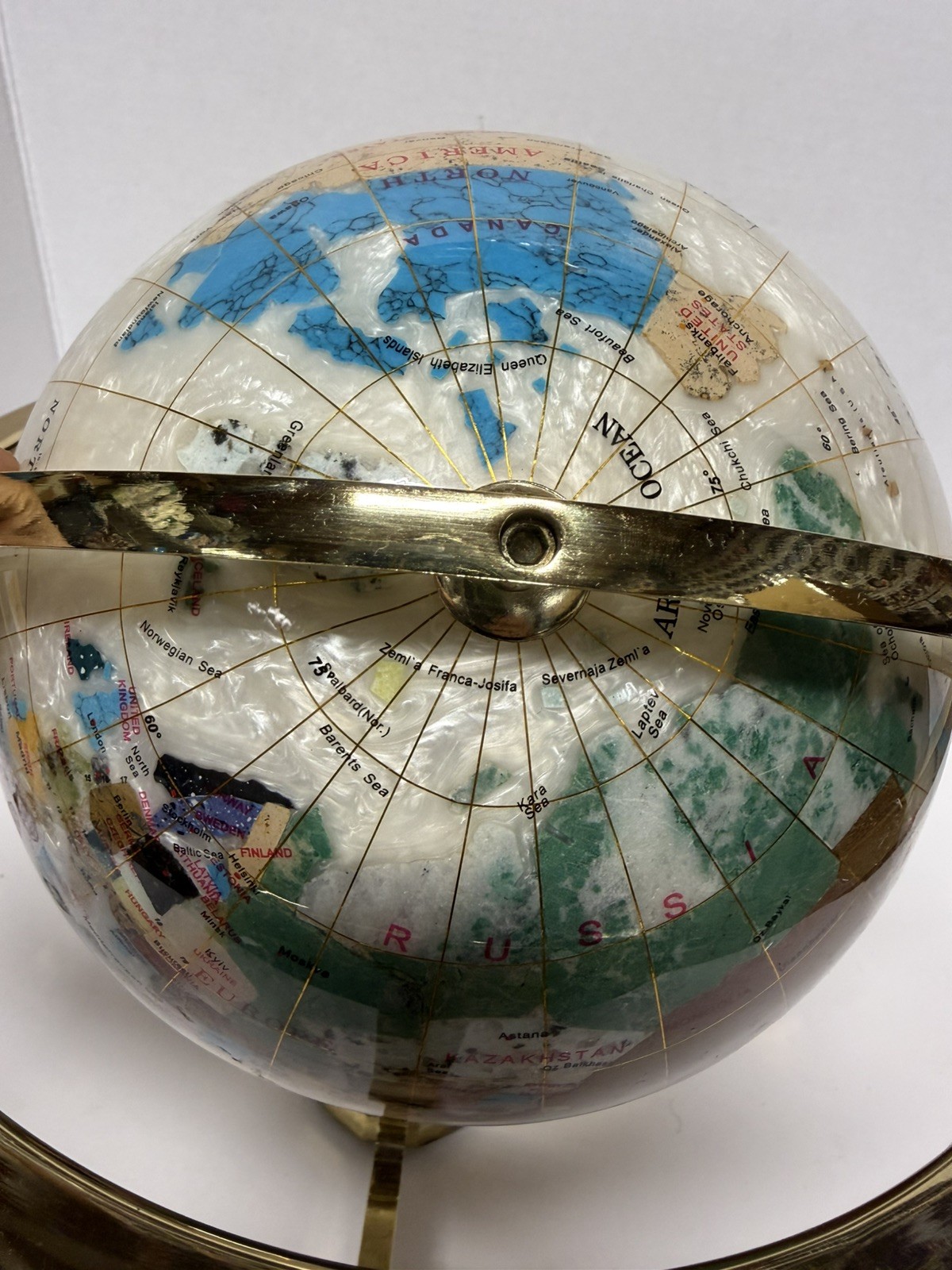 World Globe- Decorative Desktop Globe Gold Frame with Compass
