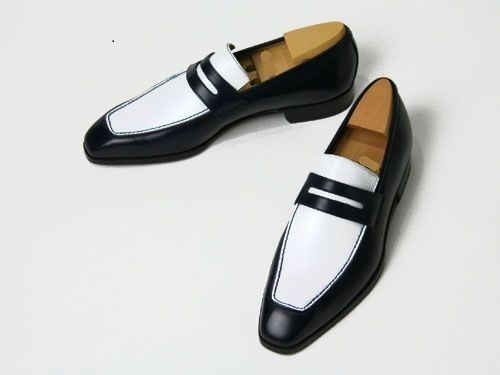 Handmade men fashion spectator Loafer shoes white and black shoes Men dress shoe