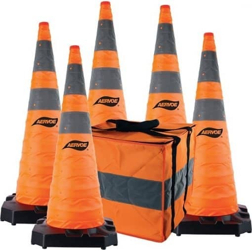 Aervoe 1187-5 36in Heavy-Duty Collapsible Safety Cones 5 Pack w Base