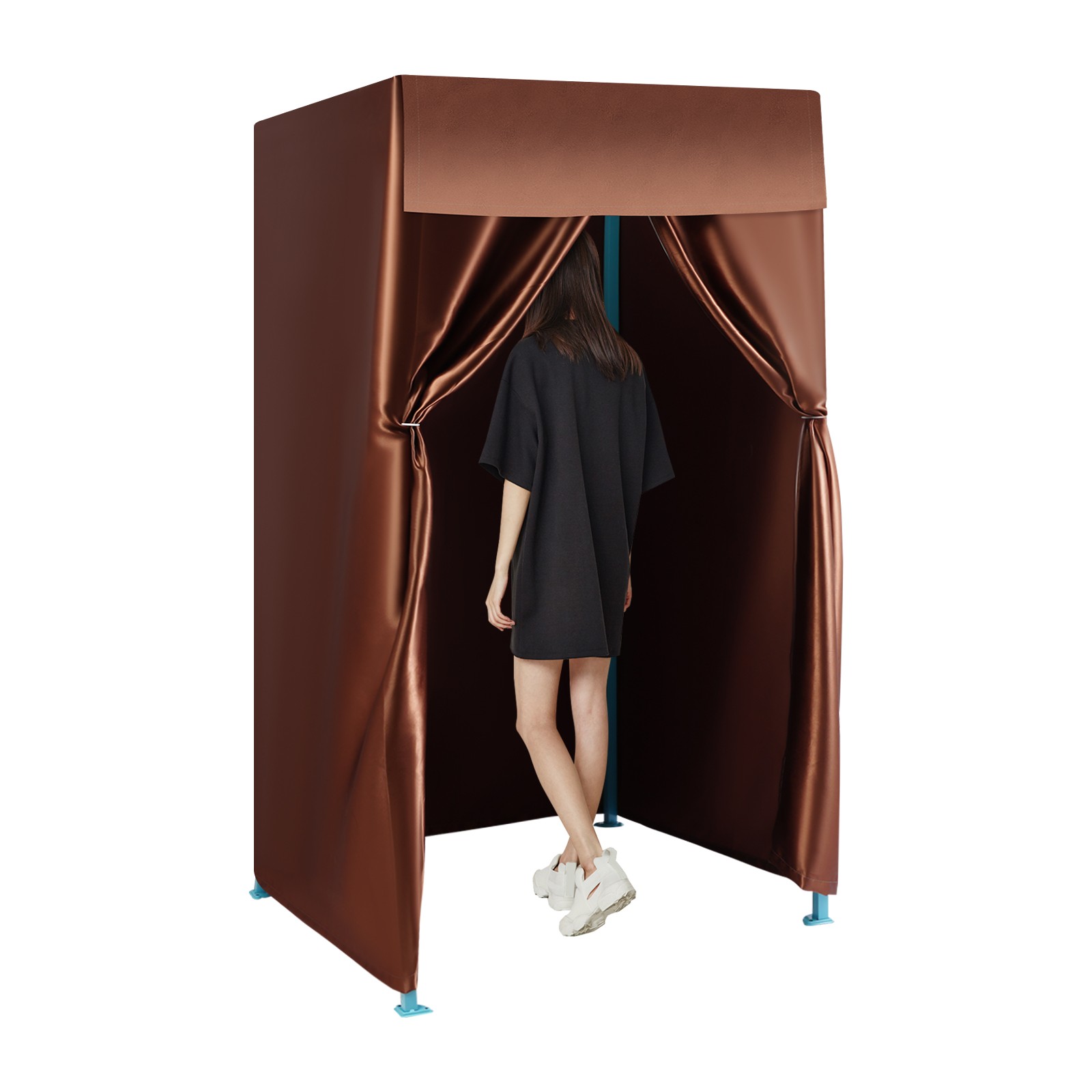 Portable Clothing Store Fitting Room, Foldable Changing Room with Curtain