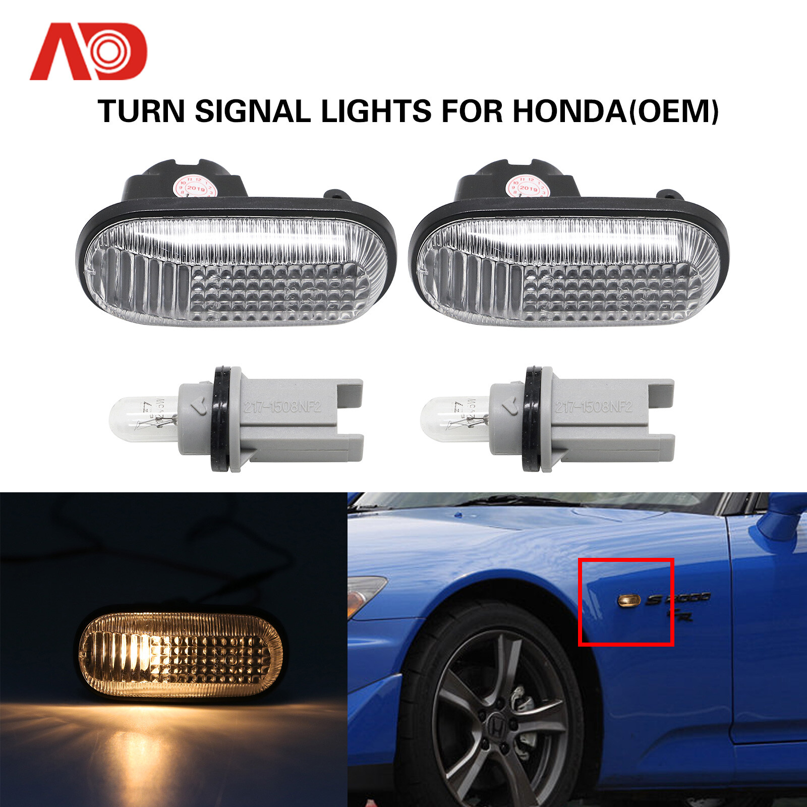 SIDE MARKER FENDER LIGHT SET 2PCS FOR Honda S2000 2000-2009 S2K 33801 33851