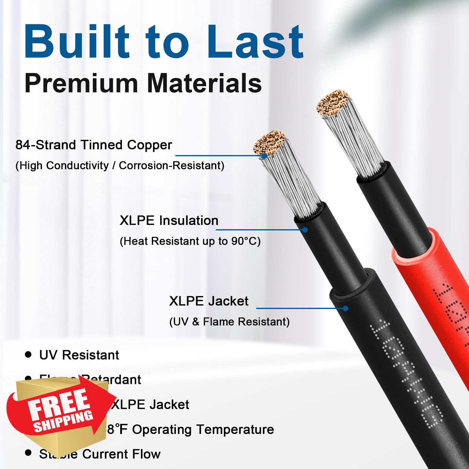 XRDS-RF 10AWG 20FT Solar Extension Cable 2 Pack Red/Black