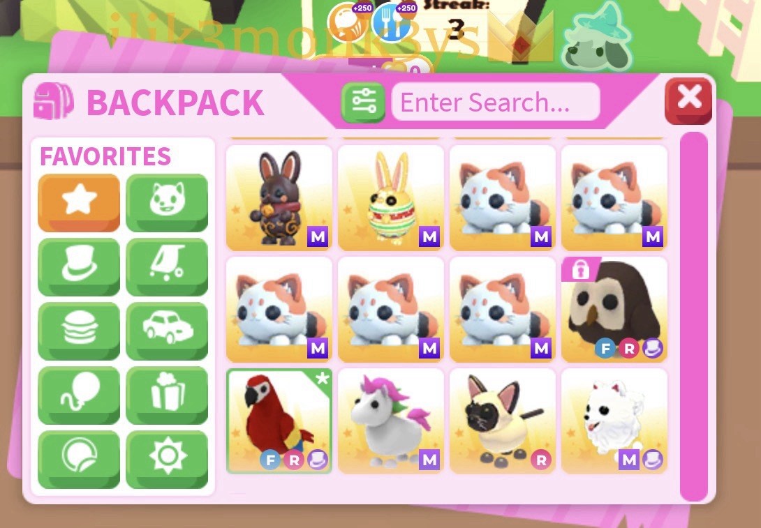 Adopt Me! Backpack Inventory Game Item/Asset Mega Fly Ride ID 3