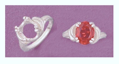 (8x6-16x12mm) Oval Fancy Sterling Silver Pre-Notched Ring Setting Size 7