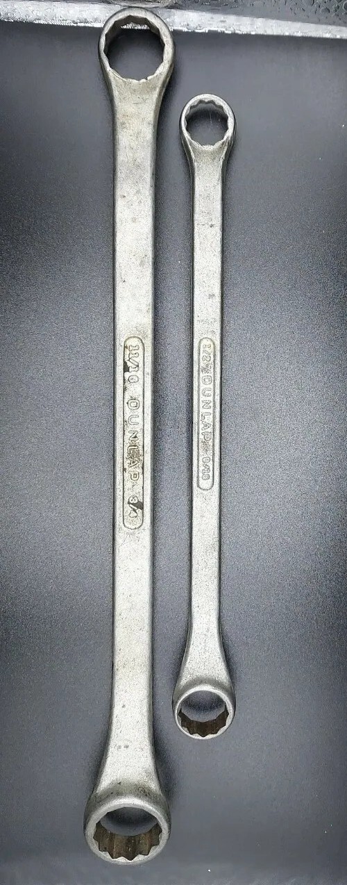 Double Box End Offset Wrench 2 Dunlap Set. Size 1/2" - 3/4".  Vintage U.S.A. -V-