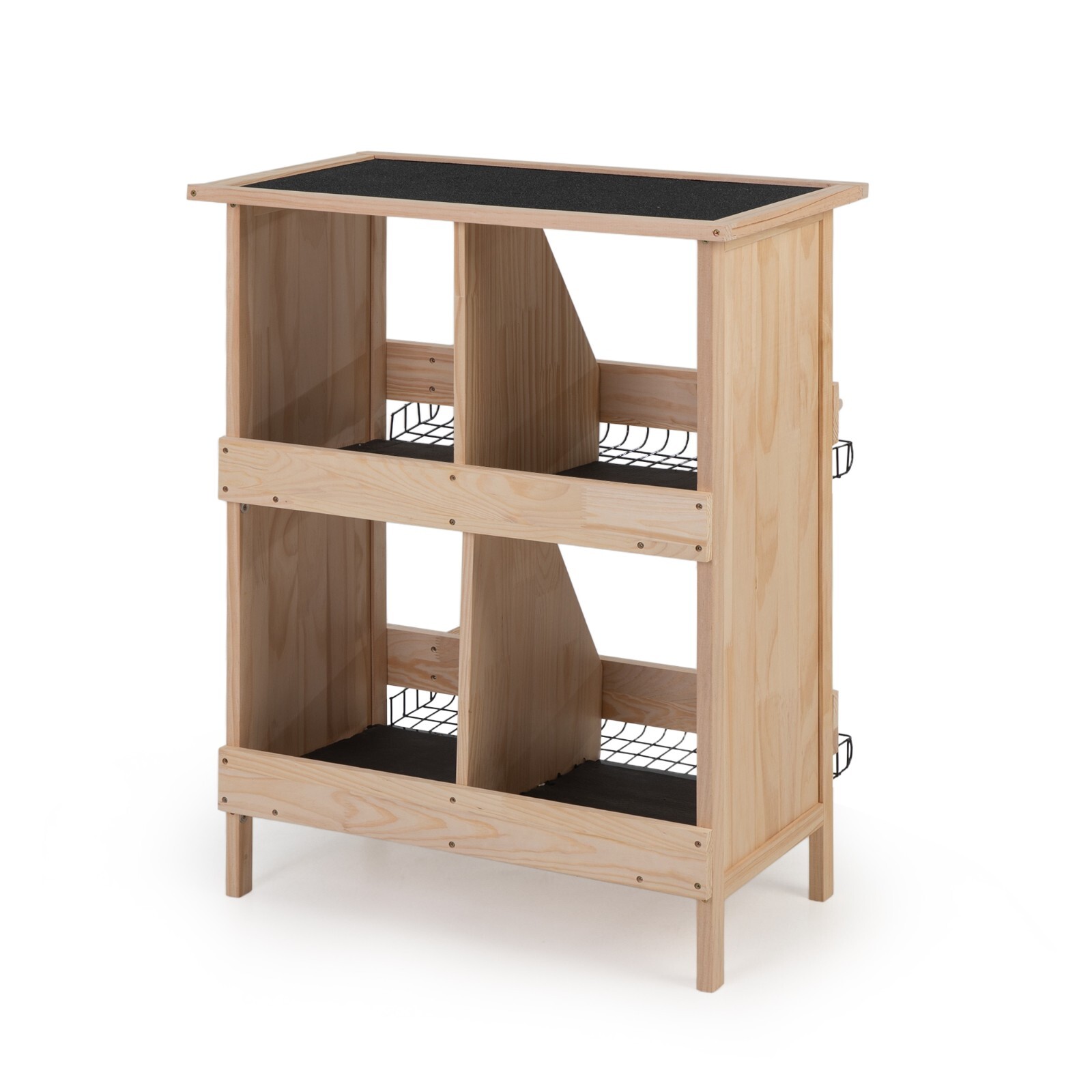 Wooden Nesting Box for Chicken Coop 4-Compartment Egg Laying Box for Poultry