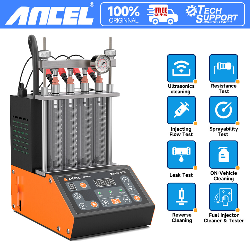 ANCEL ANJ400 Ultrasonic Car Fuel Injector Cleaner Tester Machine EFI 4-Cylinder