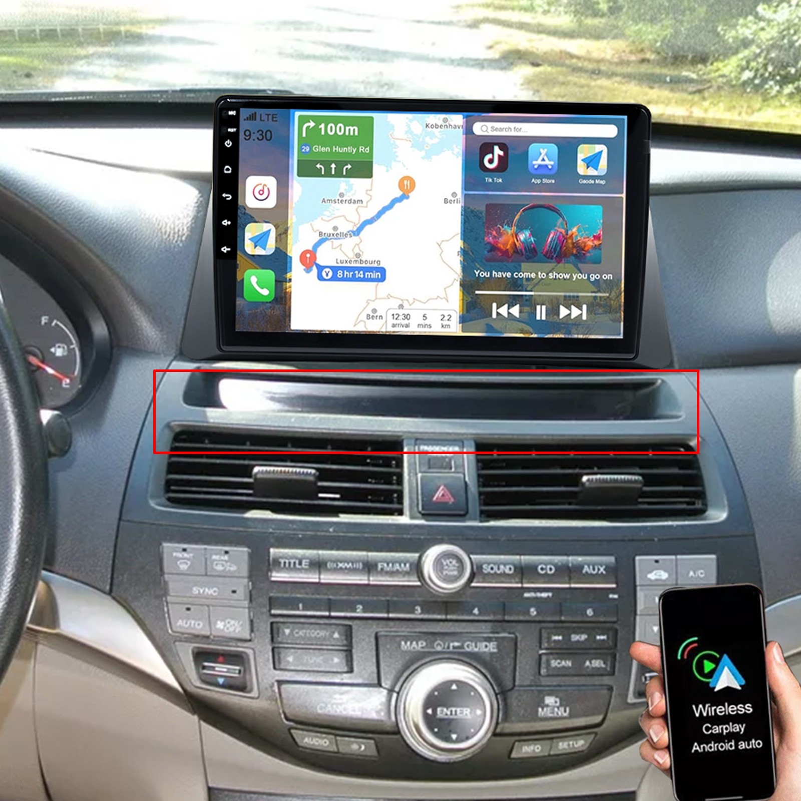 10" For 2008-2013 Honda Accord 8 Carplay Android 14 Car Stereo Radio GPS Navi