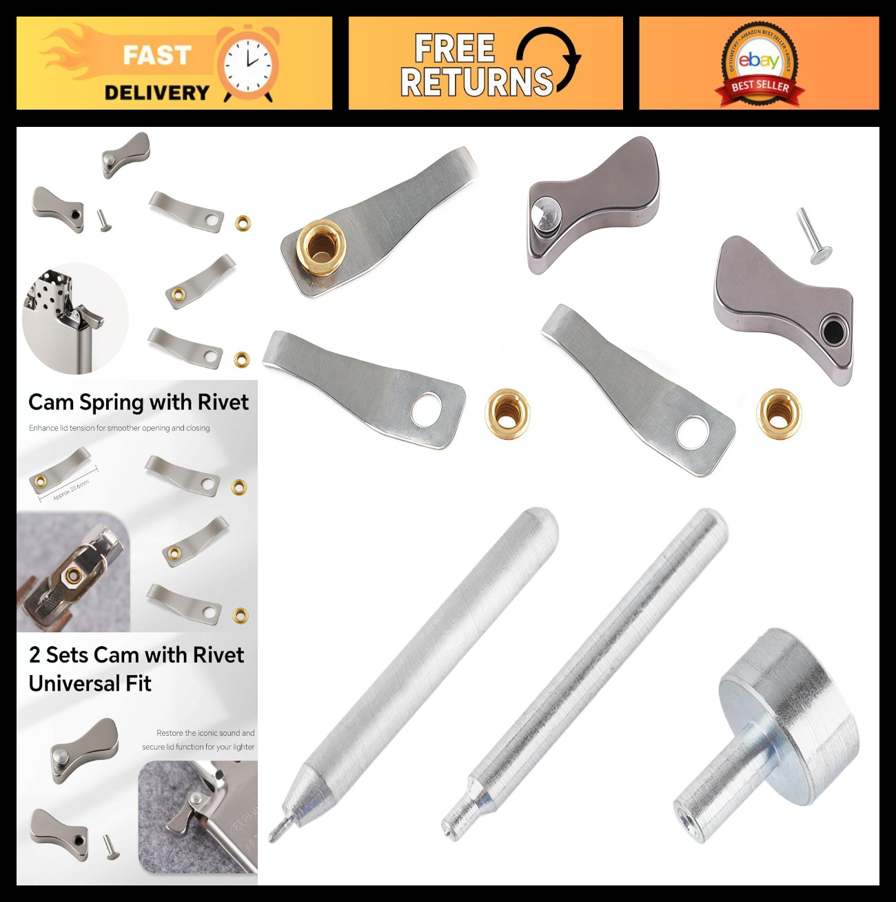 Replacement Repair Kit for Zippo Lighter - Cam Springs, Rivets & Accessories