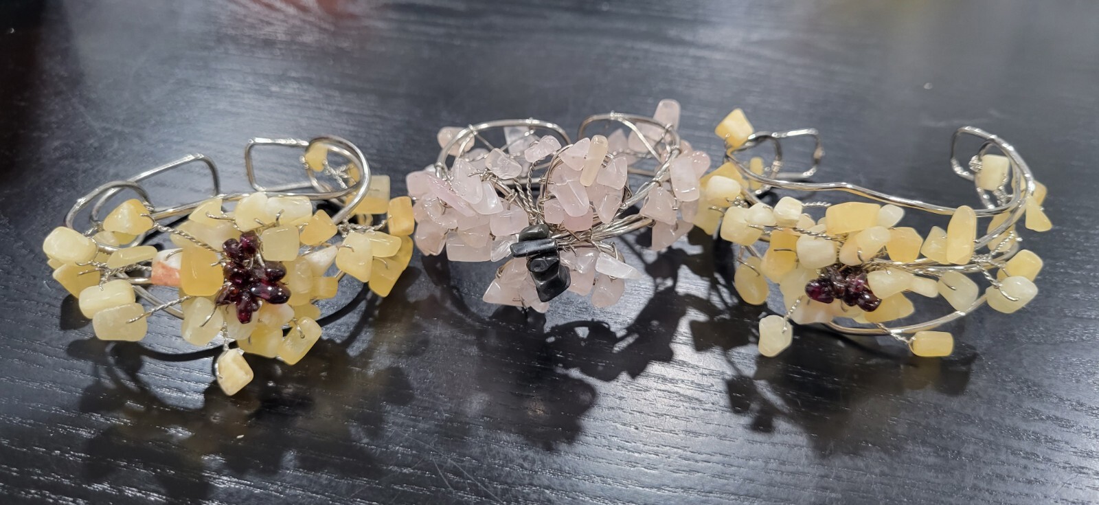 Vintage Handmade Gemstone Bead Wire Bracelet