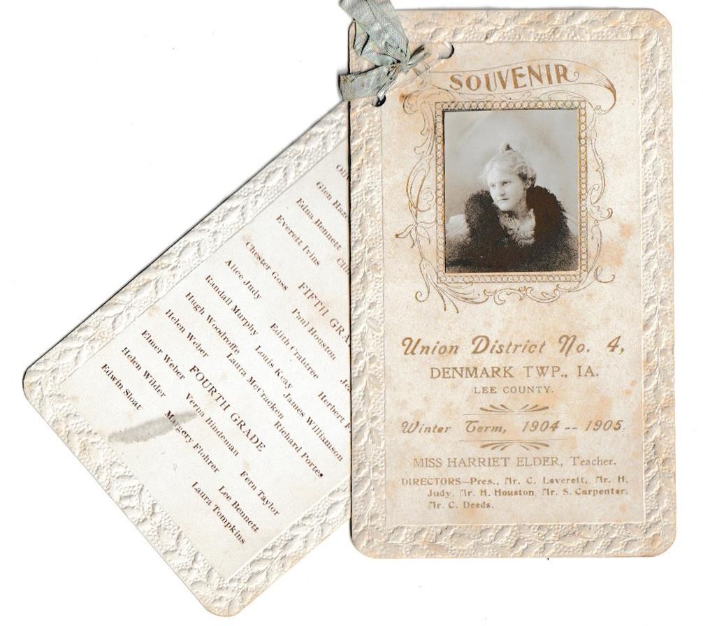 1905 Teachers Souvenir Card Denmark TWP, Indiana